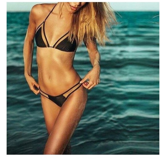 Other - Black mesh trim bikini- large NWT